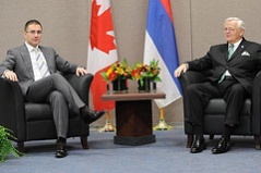 24 October 2012 The National Assembly Speaker, MA Nebojsa Stefanovic in meeting with the Speaker of the Canadian Senate, Noel A. Kinsella